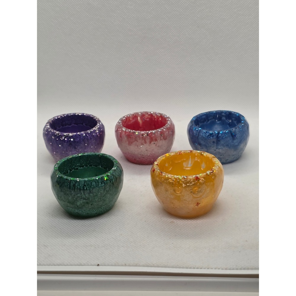 5 Handmade Mini Resin Trinket Bowls Jewelry Ring Bead Crystal Display Dishes - Picture 6 of 6